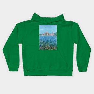 Trakai Castle and water lilies, Lithuania Kids Hoodie